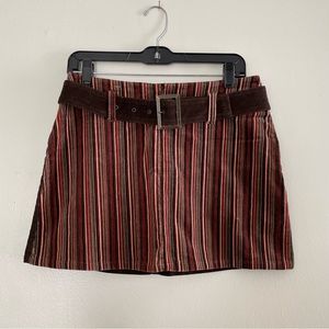 Y2K DEX Brown/Striped Mini Skirt w/Belt